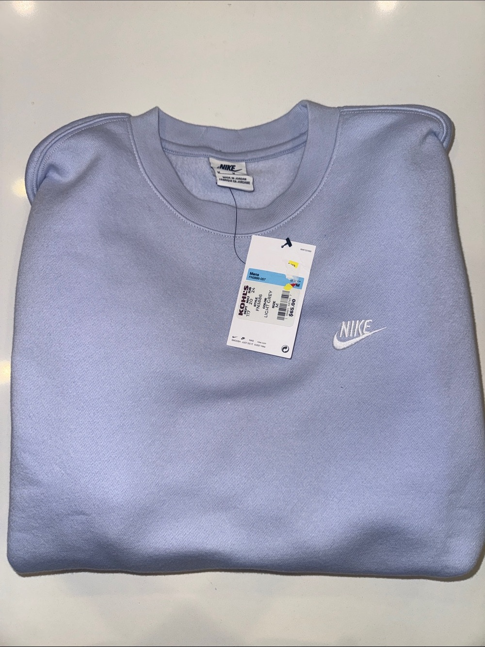 Nike Men's Crewneck Sweatshirt in Light GREY COLOR SIZE MEDIUM NWT